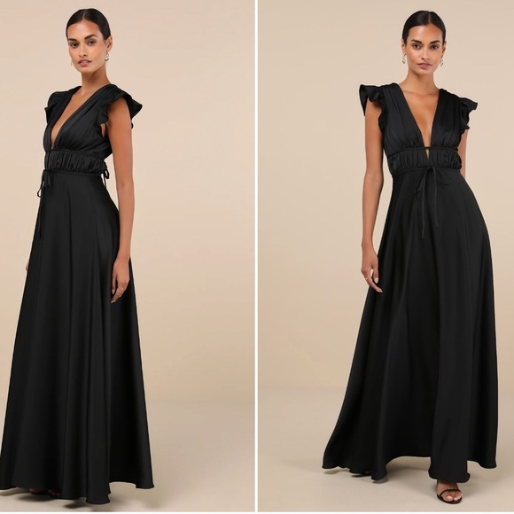 LULU's Prom Wedding Romantic Sexy Flowy Elegant Sophisticated Maxi Dress - Picture 3 of 4